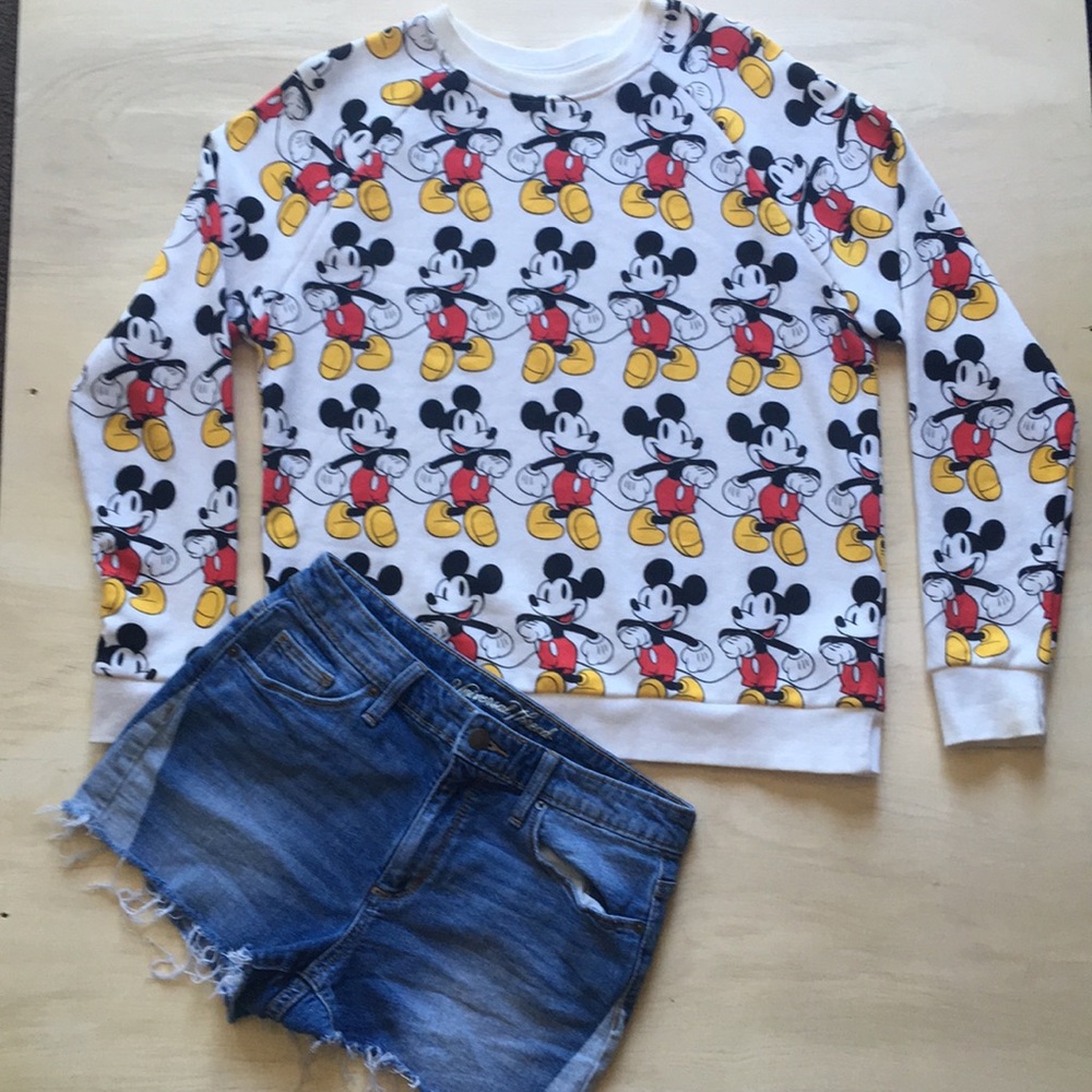 Shorts and Mickey Mouse sweater